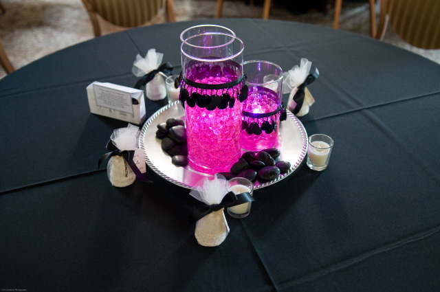 Gel Pearls and Black Sequins Centepiece funky wedding reception centerpiece