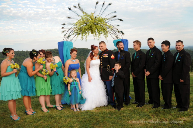 The bridesmaids wore different colors The groomsmen 39s ties matched their
